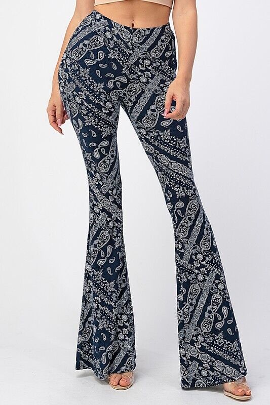 Sale - Boho Bandana Printed PullOn Hippie Flare Pants Leggings Layering Comfy