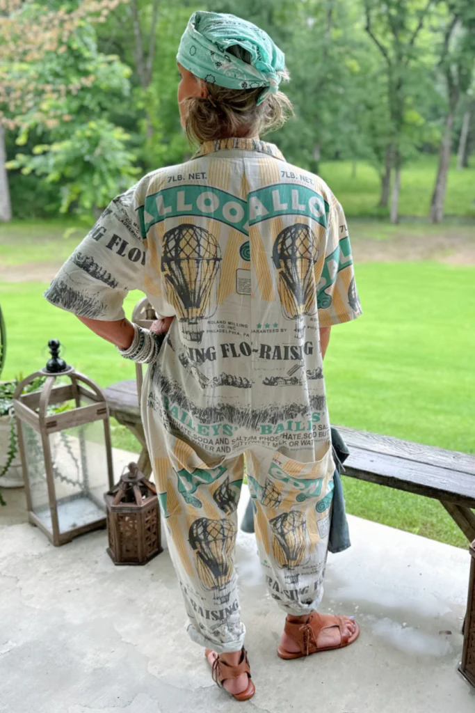 Paint the Town Coveralls Cottage Core Boho Flour Sack in All Ears & Ballon Combo