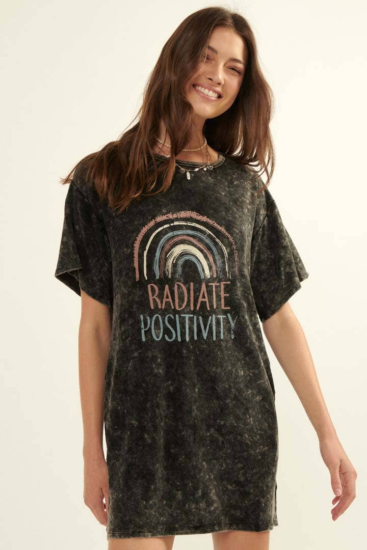 Sale Radiate Positivity Long-Sleeve Graphic T-Shirt Mini Dress