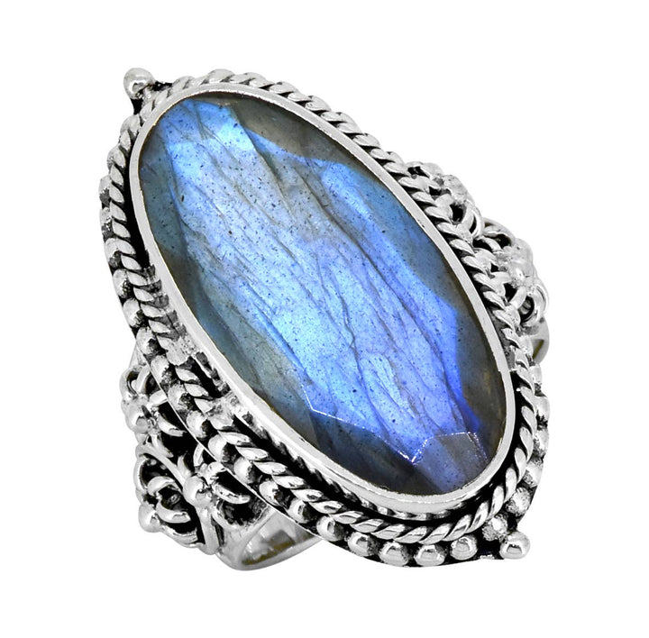 Stunning Abstract Labradorite 925 Sterling Silver Statement Ring