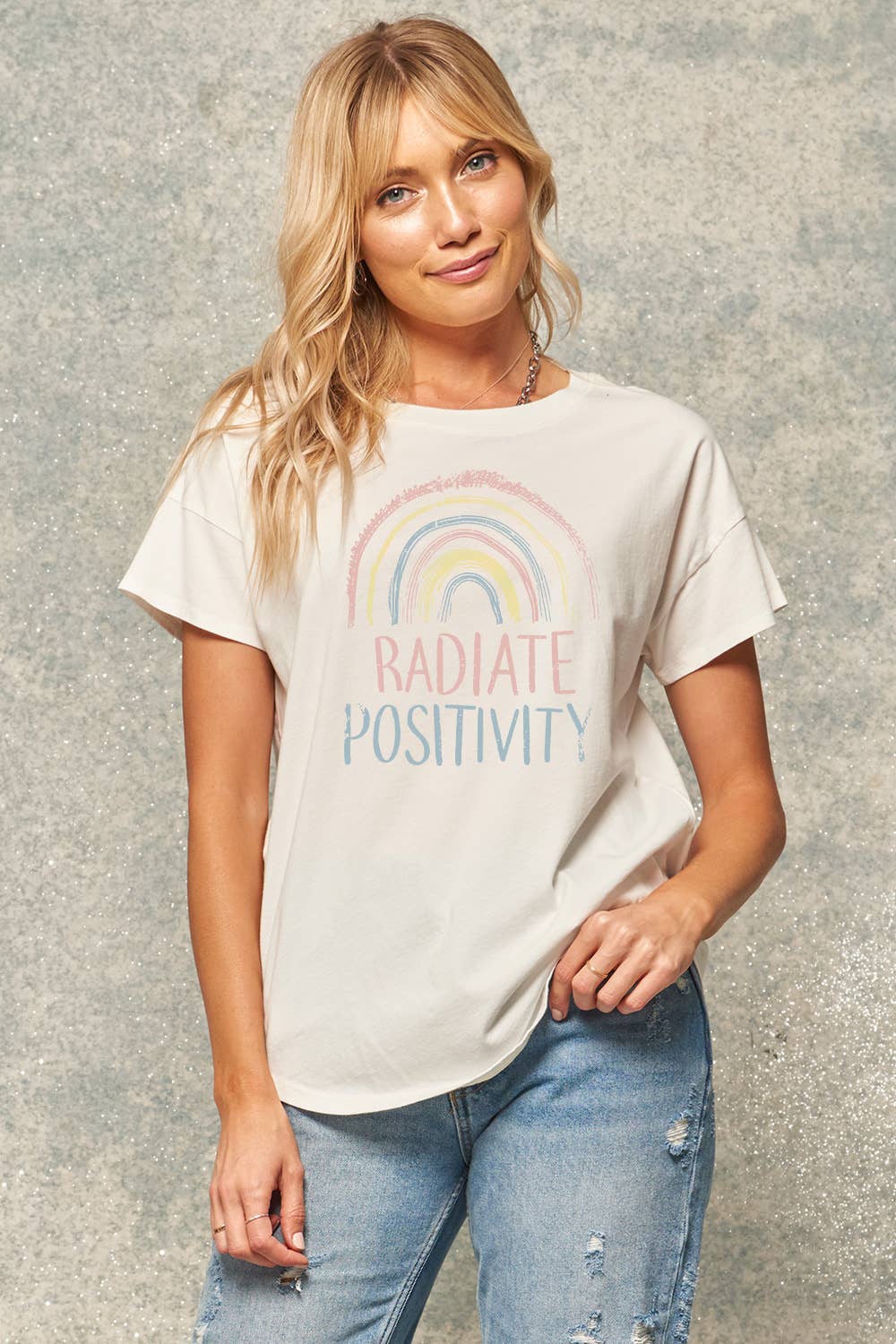 Sale Radiate Positivity Vintage Rainbow Graphic Tee