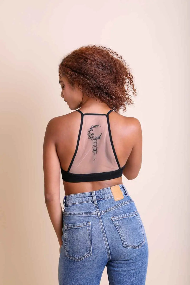 Dream Catcher Moon Tattoo Back Bralette Top Boho Hippie Layering