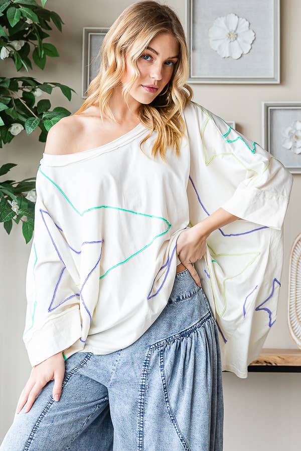 Be the Star Oversized Abstract Knit Top