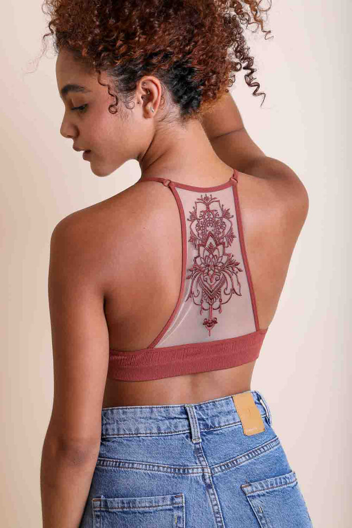 Hippie Tattoo Back Bralette Crop Top Boho Layering