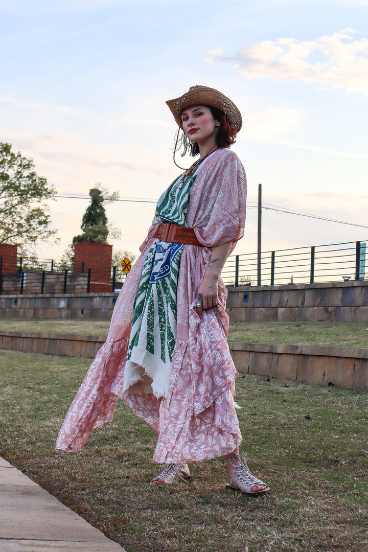 Paisley Longline Kimono Boho Women Cardigan w/ Tassel Open Front Hippie OS XL+