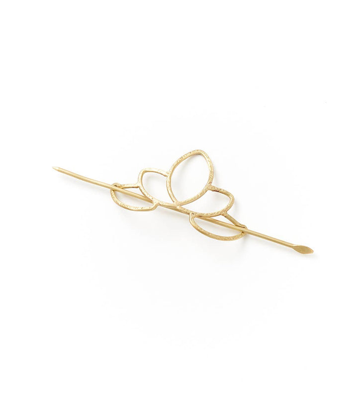 Kairavini Lotus Hair Slide with Stick - Gold